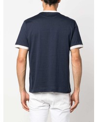 Мужская темно-синяя футболка с круглым вырезом в горизонтальную полоску от Eleventy