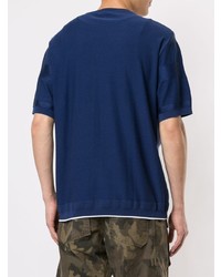 Мужская темно-синяя футболка с круглым вырезом в горизонтальную полоску от TOMORROWLAND