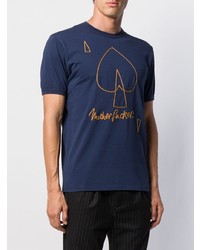Мужская темно-синяя футболка с круглым вырезом с вышивкой от Vivienne Westwood Anglomania