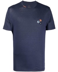 Мужская темно-синяя футболка с круглым вырезом с вышивкой от Altea