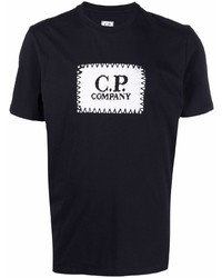 Мужская темно-синяя футболка с круглым вырезом с вышивкой от C.P. Company