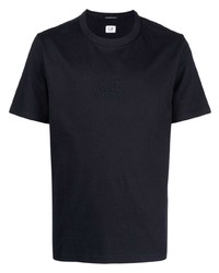 Мужская темно-синяя футболка с круглым вырезом с вышивкой от C.P. Company