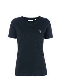 Женская темно-синяя футболка с круглым вырезом с вышивкой от Chinti & Parker