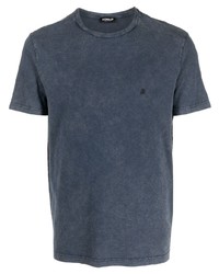 Мужская темно-синяя футболка с круглым вырезом с вышивкой от Dondup