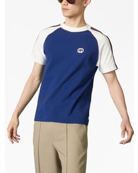 Мужская темно-синяя футболка с круглым вырезом с вышивкой от Gucci
