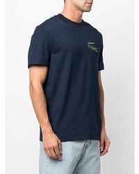 Мужская темно-синяя футболка с круглым вырезом с вышивкой от Lacoste