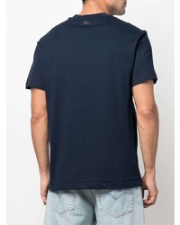 Мужская темно-синяя футболка с круглым вырезом с вышивкой от Lacoste