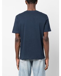 Мужская темно-синяя футболка с круглым вырезом с вышивкой от Jacob Cohen