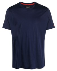 Мужская темно-синяя футболка с круглым вырезом с вышивкой от Kiton