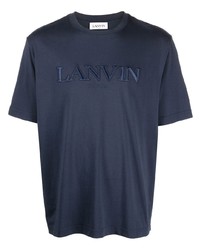 Мужская темно-синяя футболка с круглым вырезом с вышивкой от Lanvin