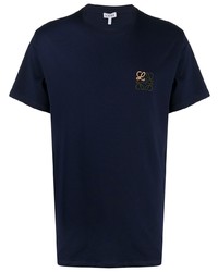 Мужская темно-синяя футболка с круглым вырезом с вышивкой от Loewe