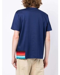 Мужская темно-синяя футболка с круглым вырезом с вышивкой от Junya Watanabe MAN