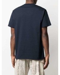 Мужская темно-синяя футболка с круглым вырезом с вышивкой от 424