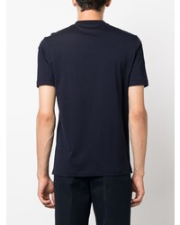 Мужская темно-синяя футболка с круглым вырезом с вышивкой от Brunello Cucinelli