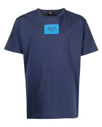 Мужская темно-синяя футболка с круглым вырезом с вышивкой от N°21