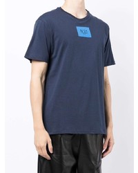 Мужская темно-синяя футболка с круглым вырезом с вышивкой от N°21