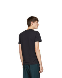 Мужская темно-синяя футболка с круглым вырезом с вышивкой от Moncler