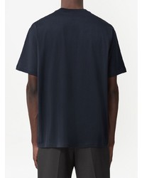 Мужская темно-синяя футболка с круглым вырезом с вышивкой от Burberry