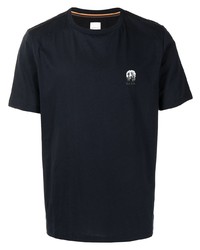 Мужская темно-синяя футболка с круглым вырезом с вышивкой от Paul Smith