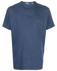 Мужская темно-синяя футболка с круглым вырезом с вышивкой от Polo Ralph Lauren