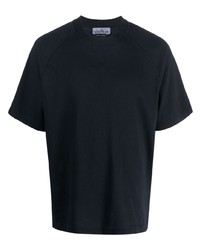 Мужская темно-синяя футболка с круглым вырезом с вышивкой от Stone Island