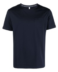 Мужская темно-синяя футболка с круглым вырезом с вышивкой от Sun 68
