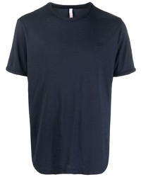 Мужская темно-синяя футболка с круглым вырезом с вышивкой от Sun 68