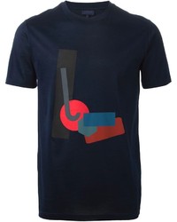 Темно-синяя футболка с круглым вырезом с геометрическим рисунком