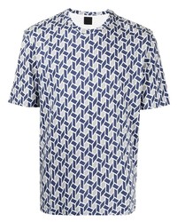 Мужская темно-синяя футболка с круглым вырезом с геометрическим рисунком от D'urban