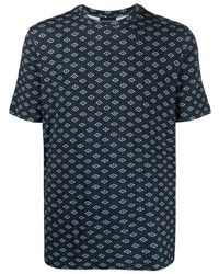 Мужская темно-синяя футболка с круглым вырезом с геометрическим рисунком от Emporio Armani