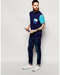 Мужская темно-синяя футболка с круглым вырезом с геометрическим рисунком от Lyle & Scott