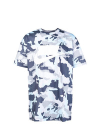 Мужская темно-синяя футболка с круглым вырезом с камуфляжным принтом от Nike