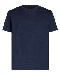 Мужская темно-синяя футболка с круглым вырезом с "огурцами" от Etro