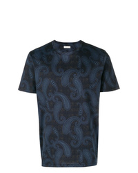Мужская темно-синяя футболка с круглым вырезом с "огурцами" от Etro