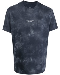 Мужская темно-синяя футболка с круглым вырезом с принтом тай-дай от Armani Exchange
