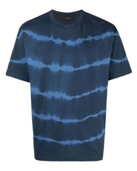 Мужская темно-синяя футболка с круглым вырезом с принтом тай-дай от Roberto Collina