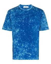 Мужская темно-синяя футболка с круглым вырезом с принтом тай-дай от Stone Island