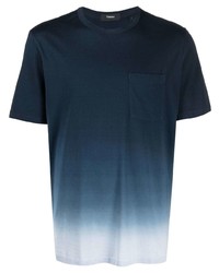 Мужская темно-синяя футболка с круглым вырезом с принтом тай-дай от Theory