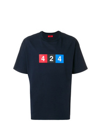 Мужская темно-синяя футболка с круглым вырезом с принтом от 424