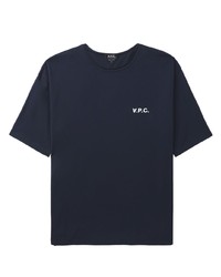 Мужская темно-синяя футболка с круглым вырезом с принтом от A.P.C.