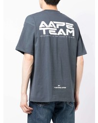 Мужская темно-синяя футболка с круглым вырезом с принтом от AAPE BY A BATHING APE