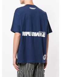 Мужская темно-синяя футболка с круглым вырезом с принтом от AAPE BY A BATHING APE