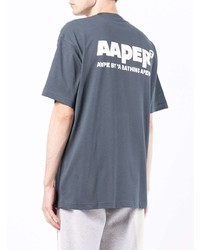 Мужская темно-синяя футболка с круглым вырезом с принтом от AAPE BY A BATHING APE