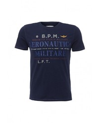 Мужская темно-синяя футболка с круглым вырезом с принтом от Aeronautica Militare