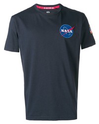 Мужская темно-синяя футболка с круглым вырезом с принтом от Alpha Industries