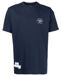 Мужская темно-синяя футболка с круглым вырезом с принтом от Alpha Industries