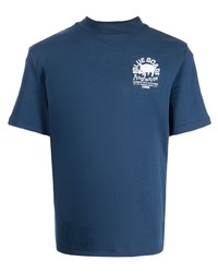 Мужская темно-синяя футболка с круглым вырезом с принтом от Anglozine