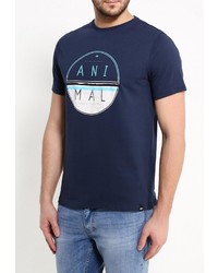 Мужская темно-синяя футболка с круглым вырезом с принтом от Animal