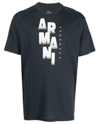 Мужская темно-синяя футболка с круглым вырезом с принтом от Armani Exchange