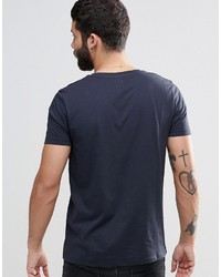 Мужская темно-синяя футболка с круглым вырезом с принтом от Asos